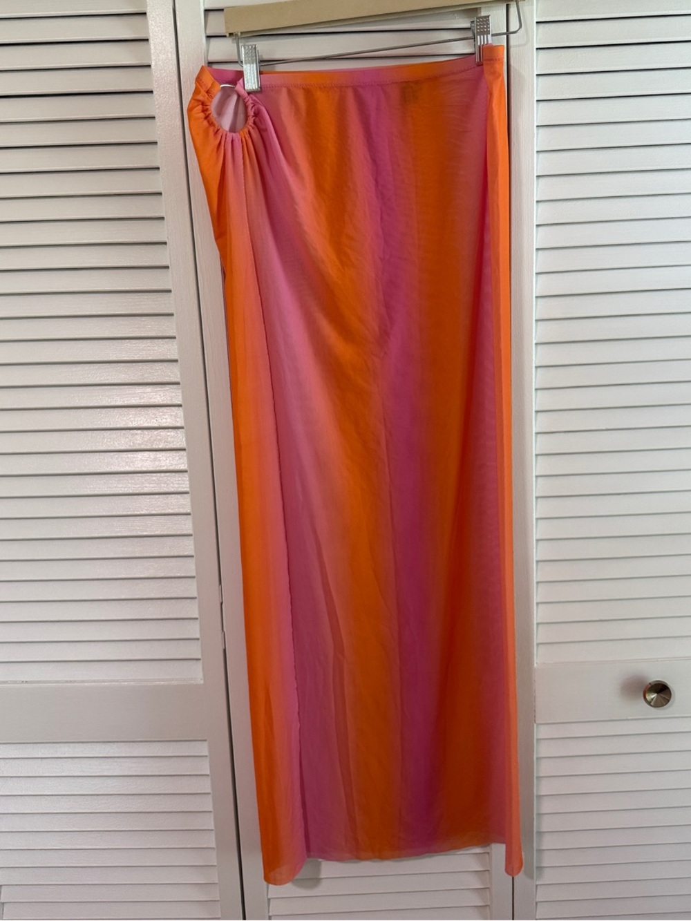 Kendall & Kylie Orange-Pink Ombre Swim Sarong with Ring Detail